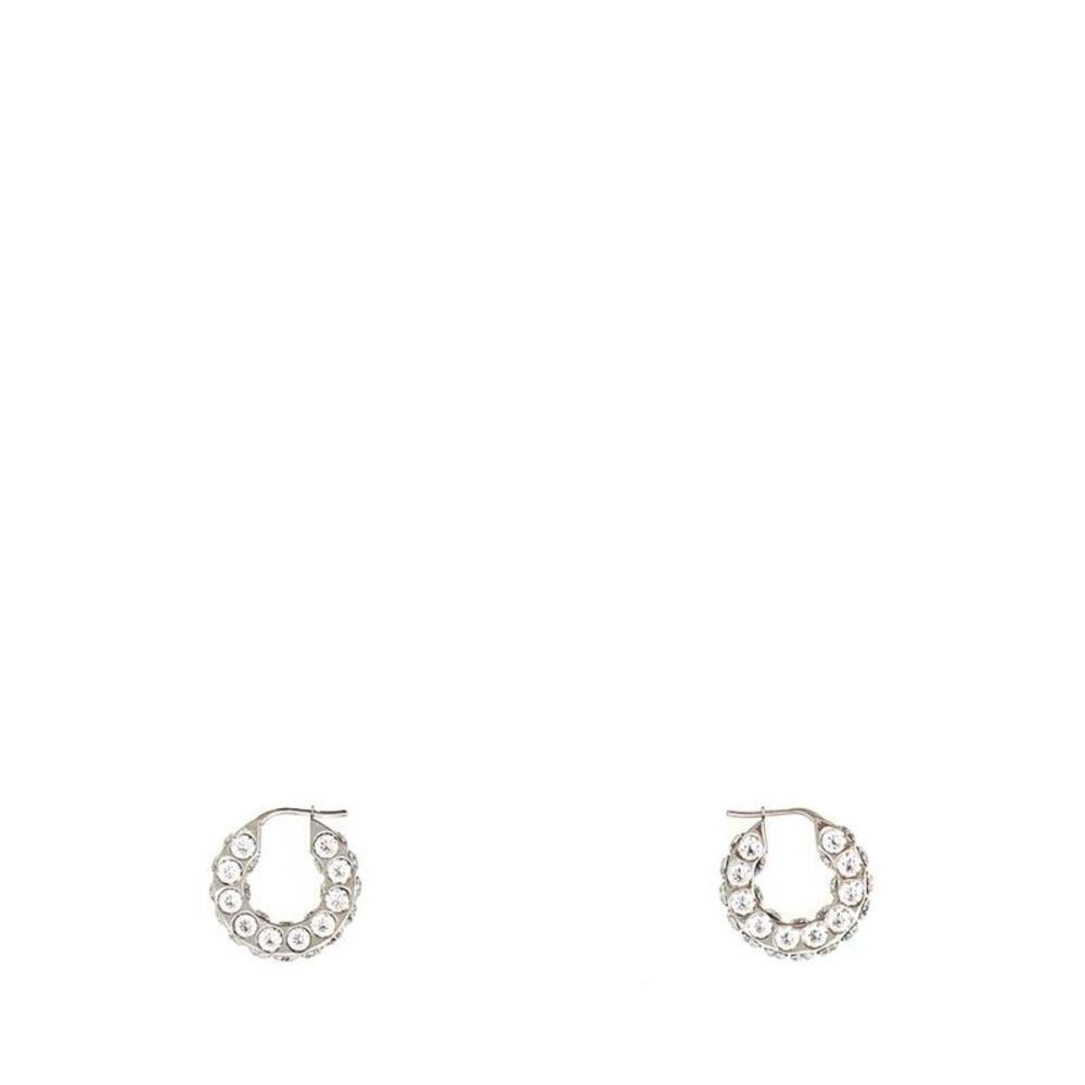 AMINA MUADDI Hoop Earrings with Crystal Embellishments Women SILVER